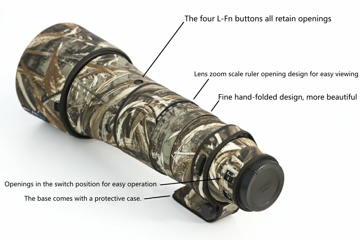 ROLANPRO Objektivmantel für Nikon Z 180–600 mm F/5,6–6,3 VR, wasserdichte Schutzhülle, Tarnung, Regenschutz, Z180–600 Pistolenhülse – Detail 34