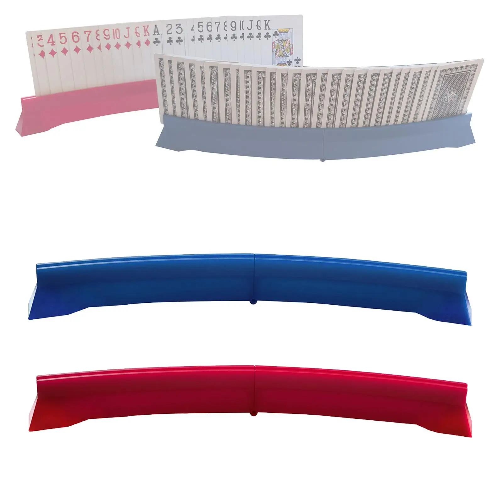 Poker Card Holders Hands Free Plastic Card Rack Organizer Playing Card Bridge Trays for Adults Elderly Kids Game Accessory Blue