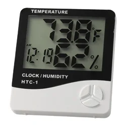 HTC1 Digital Room Thermometer  Indoor Hygrometer Humidity Meter Alarm Clock  Clear Display  Wide Temperature Range