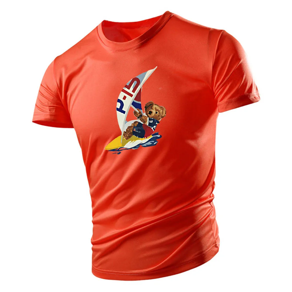 Four Seasons Oversize 2D Fun Print Men's Short T-Shirt Top S Customizable Design Hand-Painted Unique Style