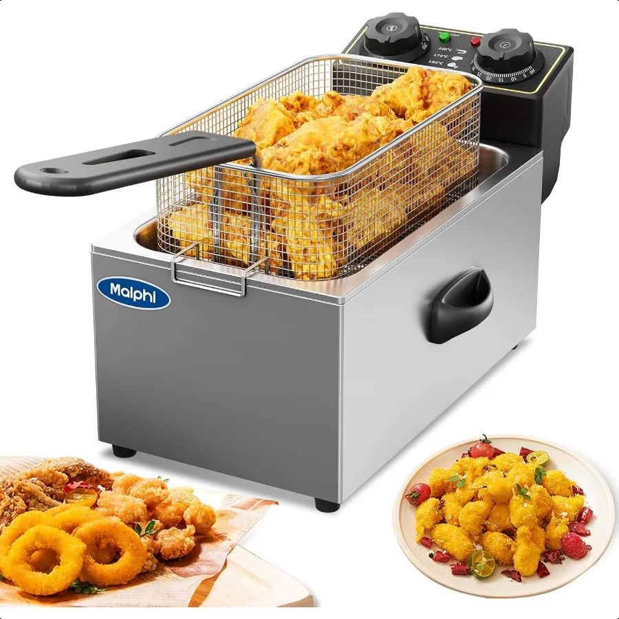 

3 Litre Deep Fat Fryer Adjustable Temperature Chip Pans Basket Lid Fast 2000w High Power Electric Oil Pot Overheat Protection T