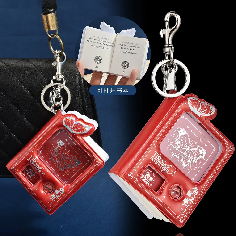 Mini Answer Book Car Keychain Butterfly Hot Silver Bag Decompression Pendant Portable Notebook Decoration