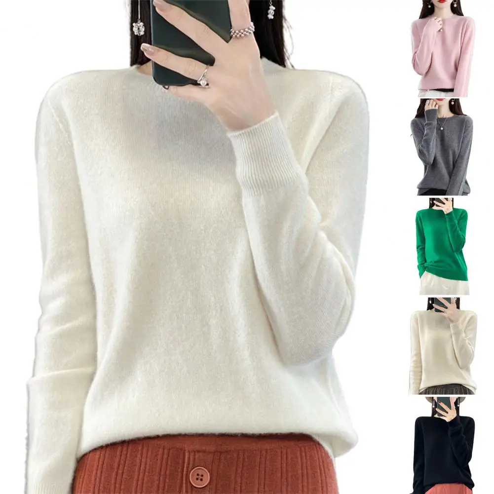 النسخة الكورية بلون لطيف فضفاض البلوز سترة، المرأة الخريف/الشتاء جولة الرقبة طويلة الأكمام متماسكة سترة البلوز #3