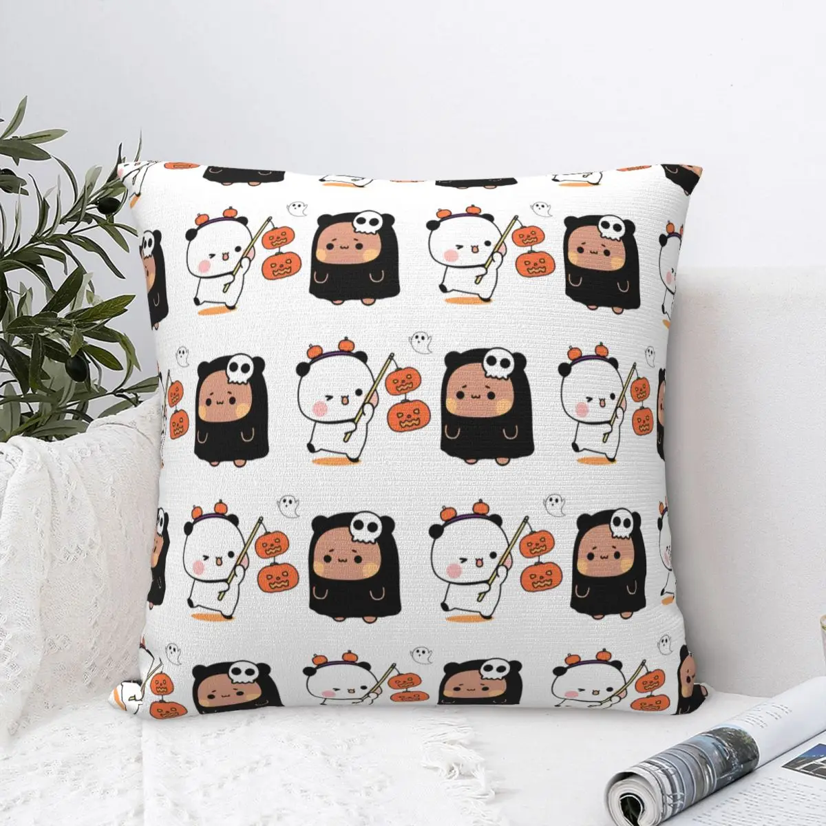 Bears Bubu Dudu In Love Halloween Pumkin Pillowcase Printing Fabric Cushion Cover Gift Throw Pillow Case Cover Home Square 18''