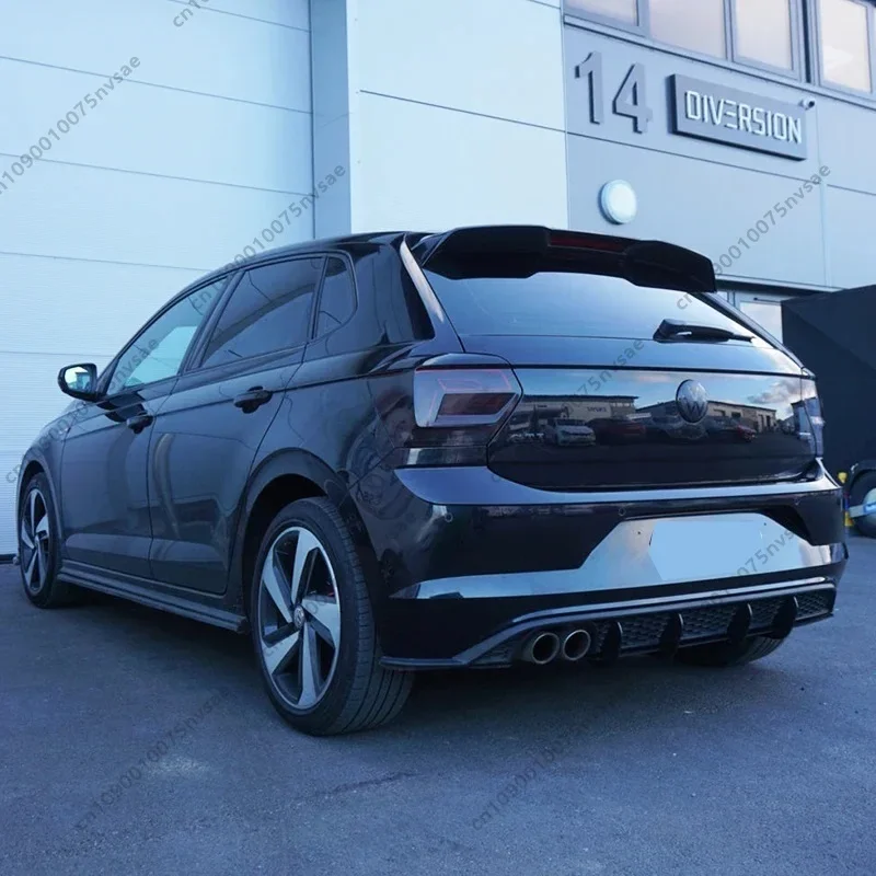 For Volkswagen Polo MK6 GTI R Line AW 2017-2021 Gloss Black Rear Valance Blade Fin Diffuser Spoiler Splitter Body Kit Tuning