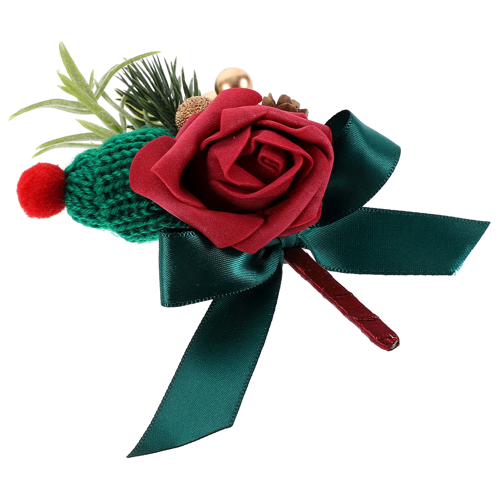 

Christmas Corsage Artificial Boutonnieres Wedding Floral Decoration Fake Flower Pin Groom Bride Bridesmaid Boutonniere