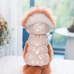 Winter Warm Coat for Dogs Jacket with D-ring Leash Pet Puppy Hoodie Dress Clothing Outfit