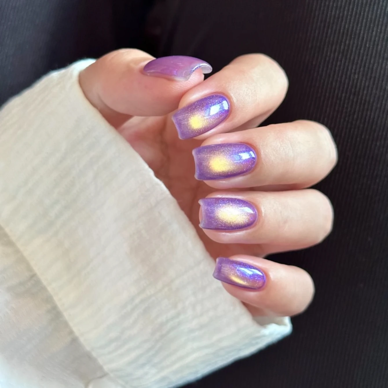 MIANEL 2026 New Purple Yellow Light Cat Eye Autumn Winter Nail Gel with Dynamic Sparkling Crystal Double Light Cat Eye Nail Art