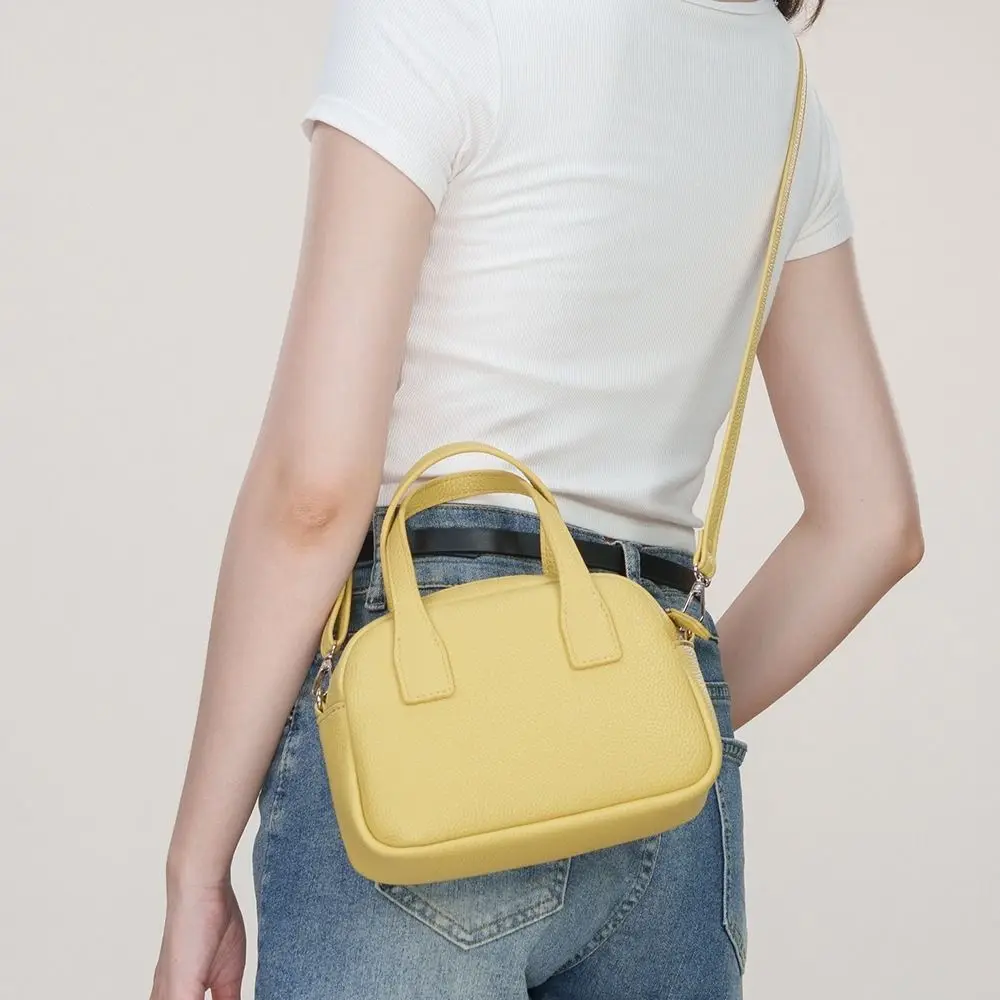 

Высококачественная кожаная сумка для боулинга из искусственной кожи в корейском стиле, однотонная сумка-тоут Boston, сумка через плечо во французском стиле с узором личи