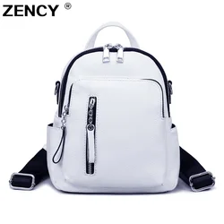 ZENCY Zaino estivo in vera pelle di mucca Shopping bianco giallo beige viola blu Zaino primo strato in pelle di vacchetta per borsa da ragazza