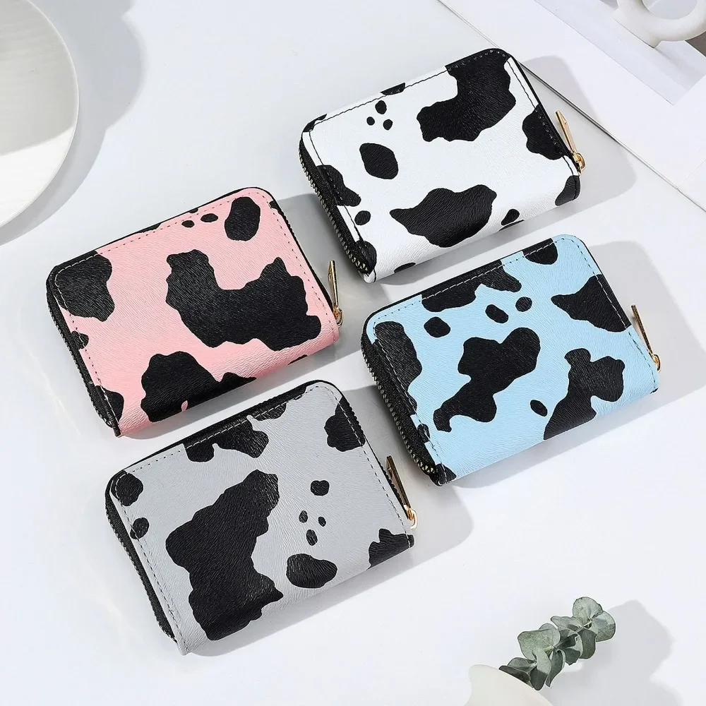 Mini PU Wallet Women Fashion Vintage Cow Pattern Card Holder Female Casual Versatile Coin Purse Girls Durable Card Wallet