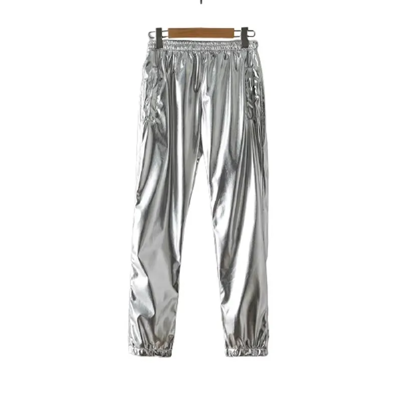 Shiny Metallic Gold Sweatpants Joggers for Men Streetwear Hip Hop Pants Nightclub Stage Singer Costume Autumn Solid Trousers