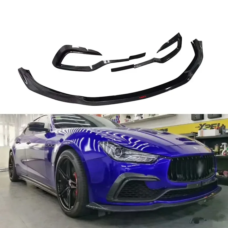 for 2014-2017 Maserati Ghibli High Quality Carbon Fiber Front Lip Spoiler Bumper Edge Diffuser Blade Body Kit