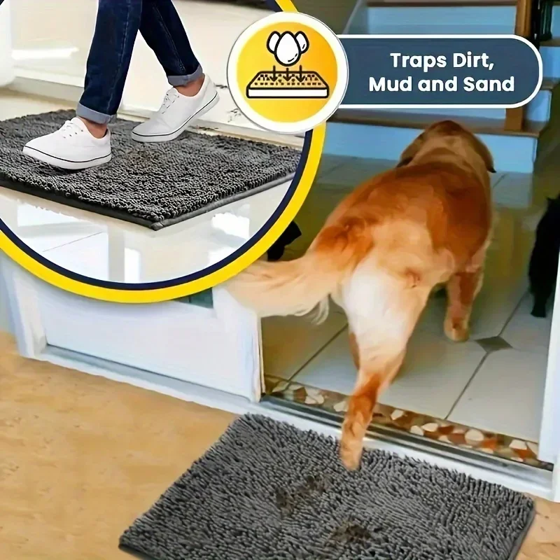 Dog Door Mat for Muddy Paws, Absorbs Moisture and Dirt, Absorbent, Non-Slip, Washable, Quick Dry, Microfiber, Mud Mat for Dogs