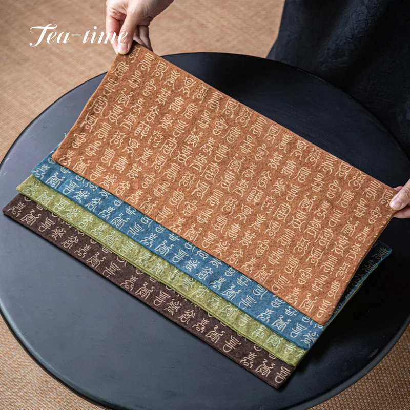 Handmade Tea Mat Zen Chinese Table Flag Tea Towel Cloth Tea Table Mats Creative Drink Coaster Table Cloth Mat Tea Accessories