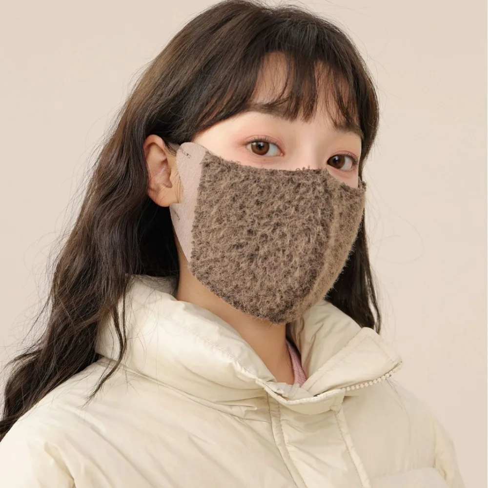 Novo enrolado veludo feminino inverno máscara quente à prova de vento ferramentas de calor armazenamento calor ciclismo máscaras macio ajustável velo boca capa