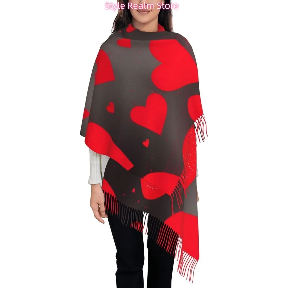 

Red Hearts Firework Print Women Fashion Winter Scarf Soft Long Style Warm Shawl Scarves Wraps