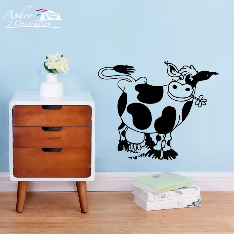 Cow Milk Animal Fun Pet Pets Wall Sticker Vinyl Home Decor Design For Farming Dairy Farm Girl Boy Room Kitchen Decals Mural