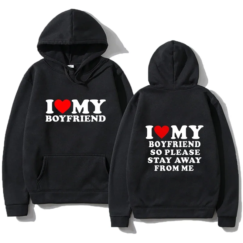 I Love My Girlfriend and I Love My Boyfriend Printed Hoodie Couple Fashion Sports Shirt Harajuku Casual Top