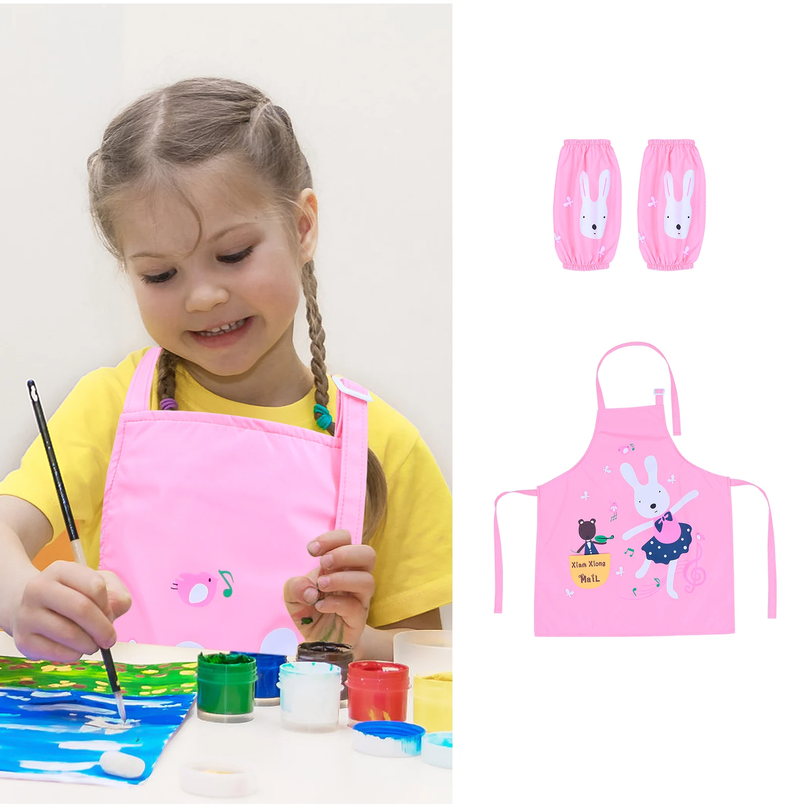 

1 set 1 Set With Pocket Children Painting Apron Apron Adjustable Painting Smock For Drawing Baking Crafts Easy Clean