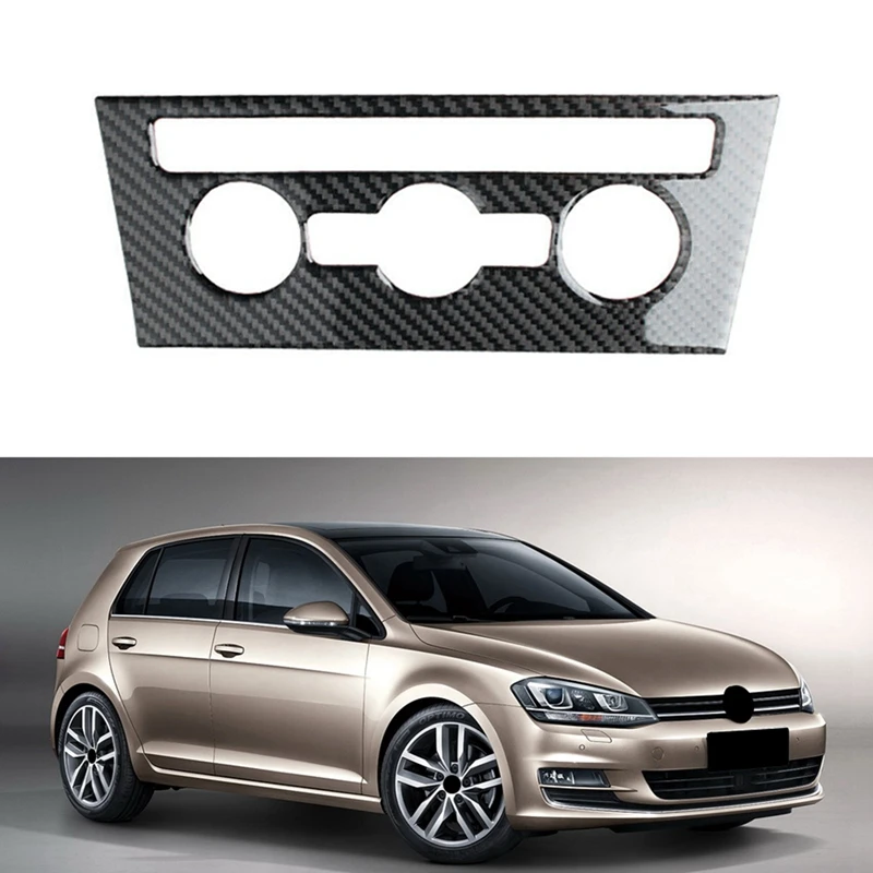 For Golf 7/7.5/For R-Line 1PC Real Carbon Fiber Car Air Conditioner Switch Knob Panel Cover Trim Moldings Car Styling