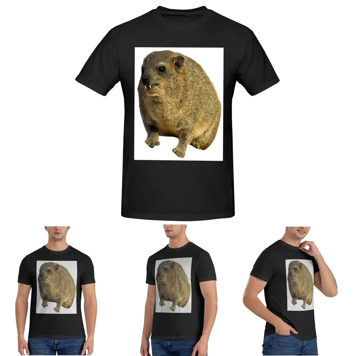 

Мужская футболка Cute Rock Hyrax, хлопковые футболки больших размеров, мужская летняя одежда с короткими рукавами и круглым вырезом, топы S-6XL