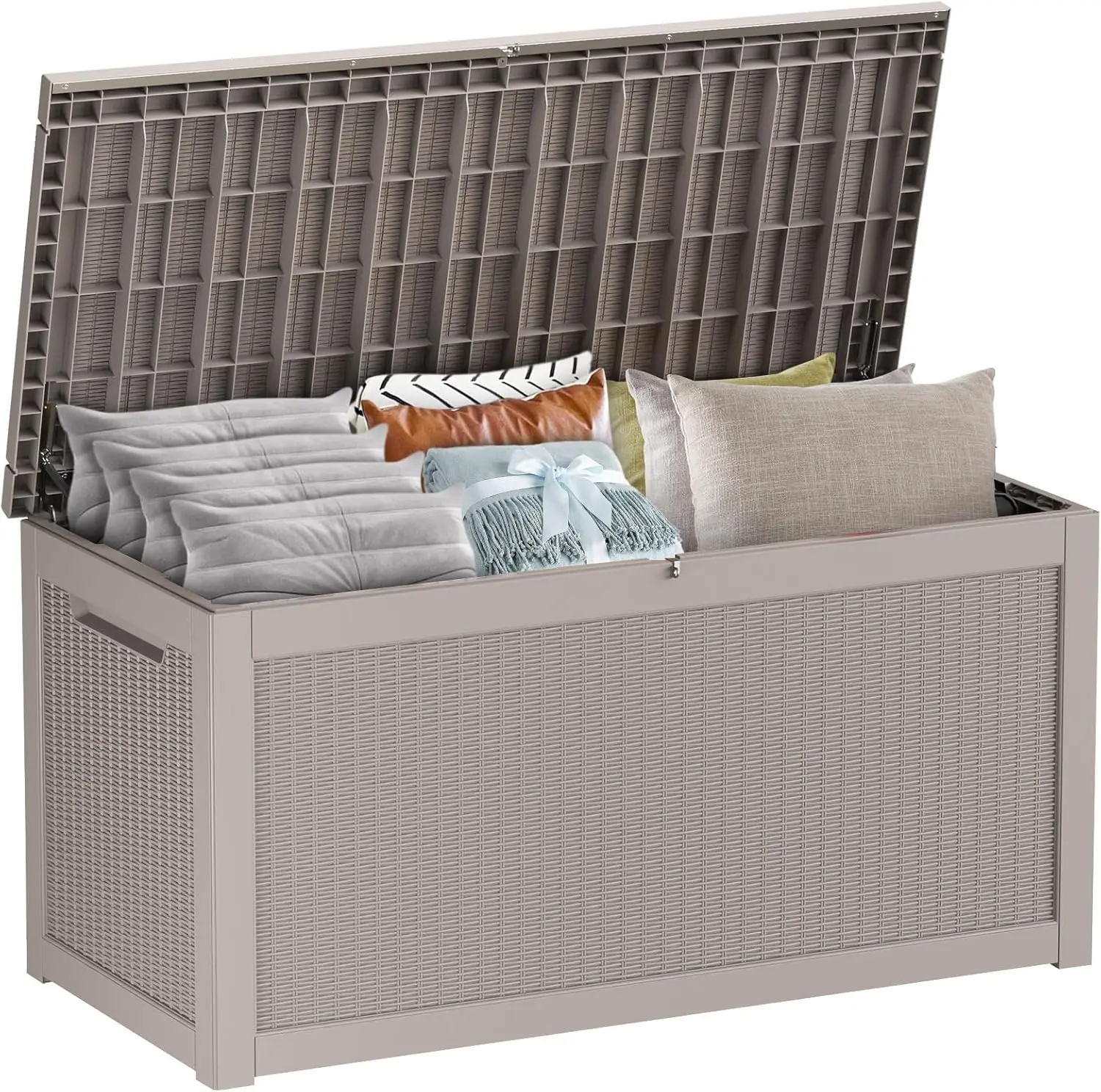 

ROJIK Outdoor Storage Housing Deck Box - Waterproof Patio Furniture, Garden Tools, Cushions, Pool Accessories Storage Bench with