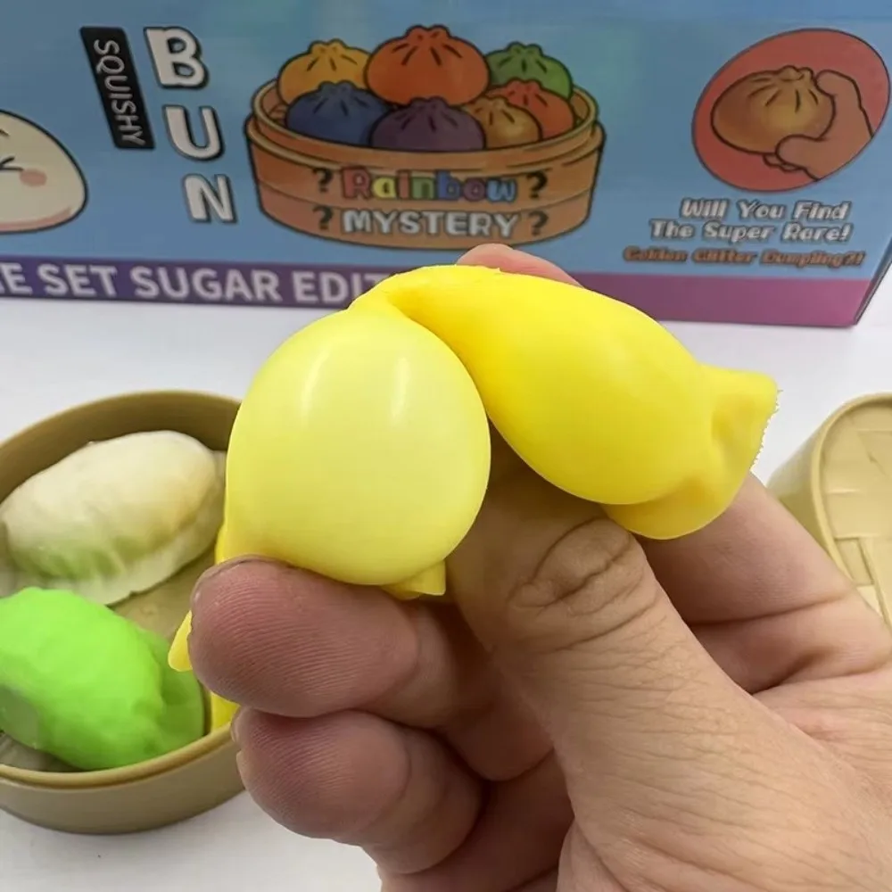 New 3pcs/Set Dumpling Fidget Toys Soft Glitter Squeeze Toy With Steamer Funny Squeeze Decompression Dough for Adults & Kids​​