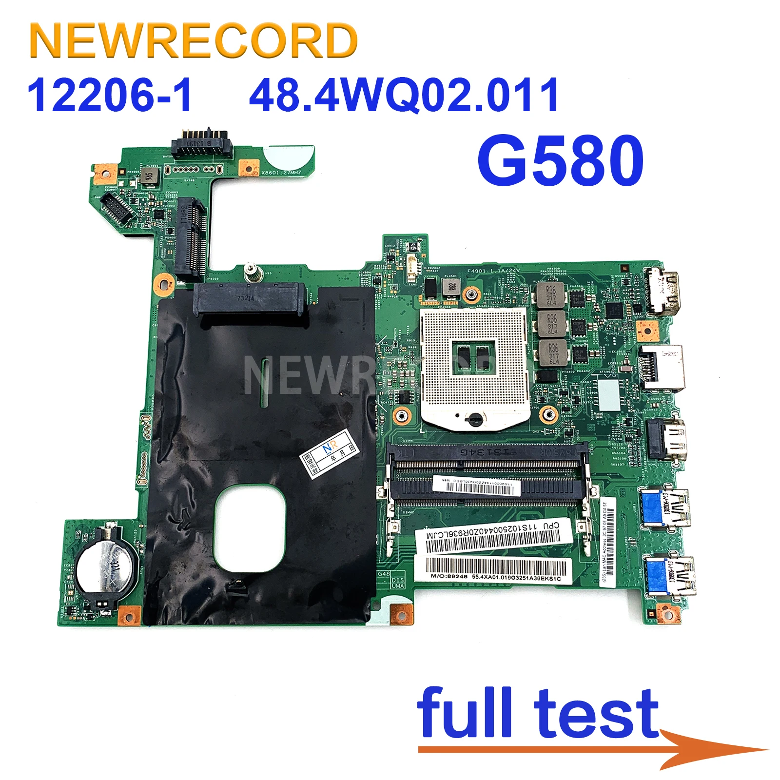 For Lenovo G580 LG4858L Laptop Motherboard 12206-1 48.4WQ02.011 11S90001149 90001149 PGA989 HM70/HM76  UMA DDR3 Free CPU