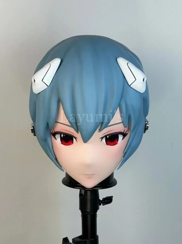 Resin Full Head Kigurumi Mask with Backshell Ayanami Rei Cosplay Japanese EVA Anime Silicone Kigurumi Mask Crossdresser Doll