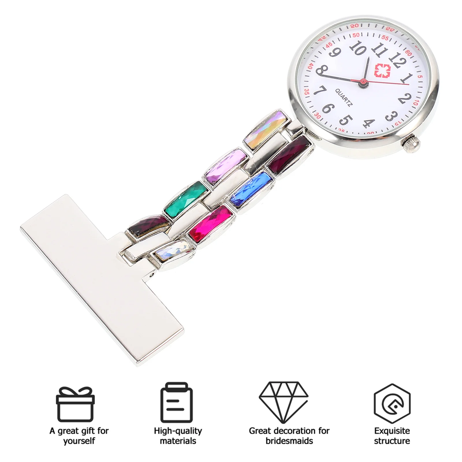 Rhinestone Nurse Hanging Watch Women Mini Quartz Pocket Watch Decorative Fashion Rectangular Timepiece Durable Practical