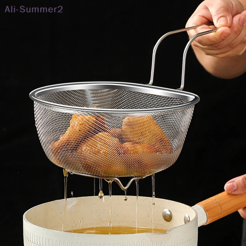 {MX} Stainless Steel Skimmer Strainer Spoon Fine Mesh Slotted Spoon Kitchen Deep Frying Basket Hot Pot Colander Cooking Utensil