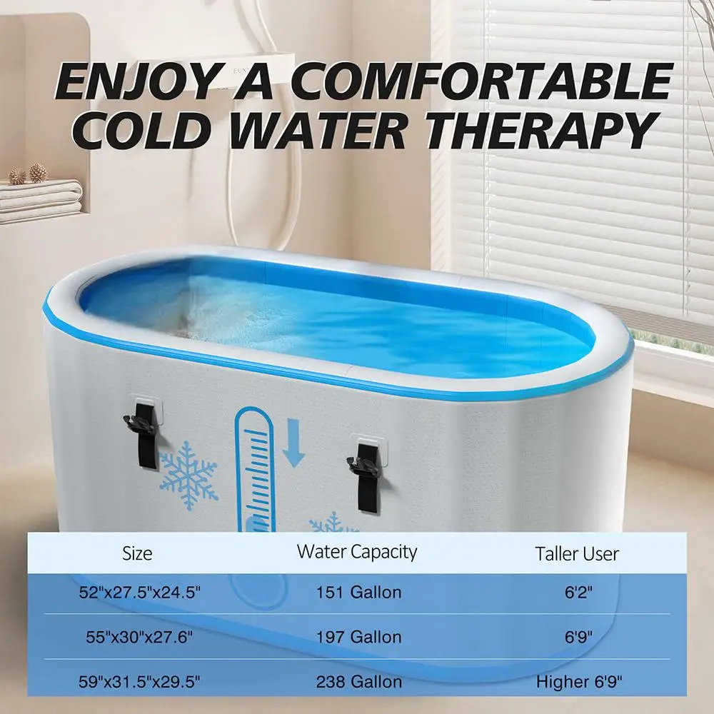 Foldable Ice Bath Bucket, PVC Ice Bath Inflatable Portable Cold Water Immersion Bucket, Suitable for Athlete Training Recovery
