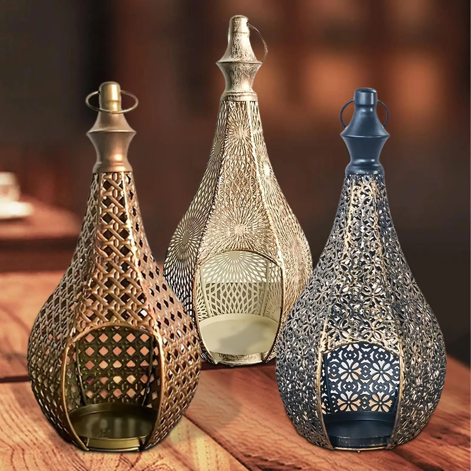 Creative Decor Candle Holder Metal Vintage Tea Light Holder Hanging Candle, Lantern Candlestick Rack for Home Living Room Party