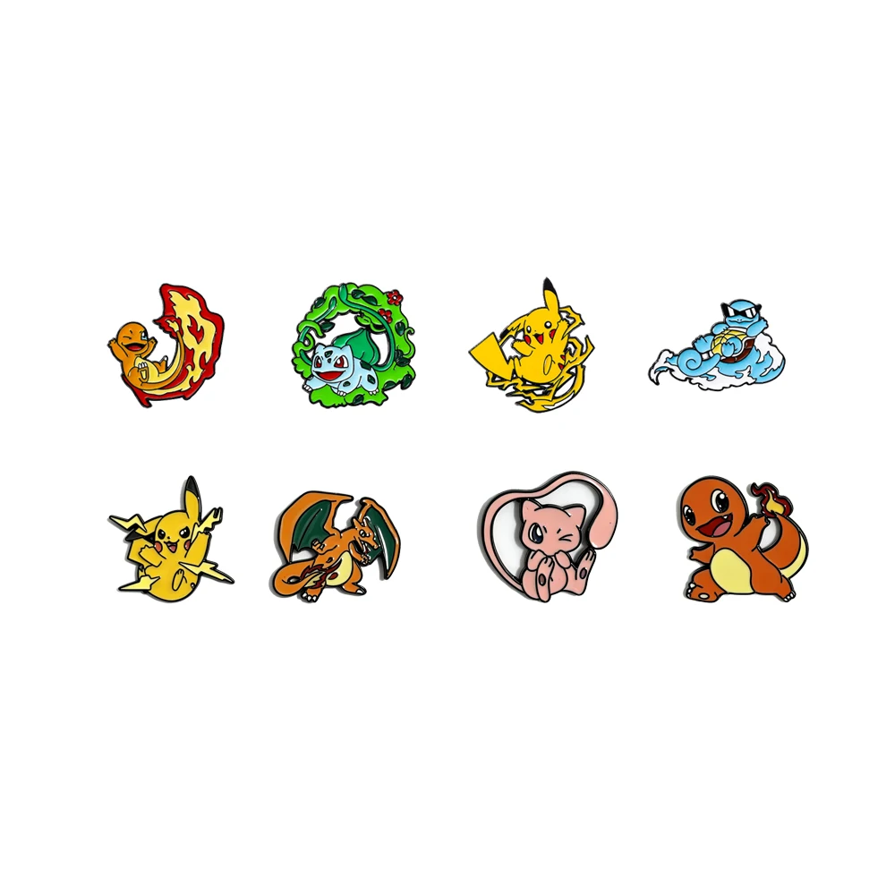 8-teiliges Pokemon-Emaille-Pin-Set, japanischer Anime-Cartoon, Pikaqiu Mewtwo, Sammel-Pins für Rucksäcke, Geschenke für Fans und Freunde