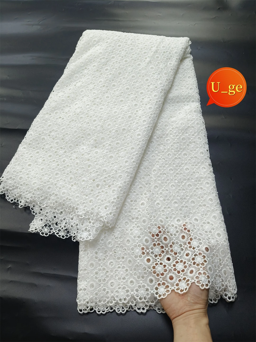 

5yards 2024 Latest Skin friendly Best Quality Delicate White Riche Guipure Cord Lace Fabric For Party Evening Dress U_GE5318