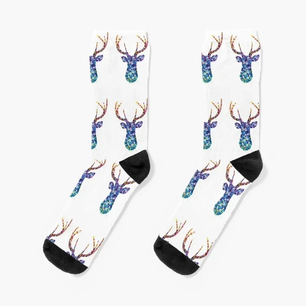 Blue Deer - Geometric Painting Socks designer Climbing compression Woman Socks Men's