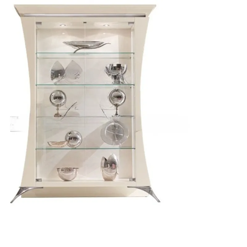 Wine Cabinet Furniture Italian White Wood Glass Display Cabinet Tempered Glass Door 1 Door