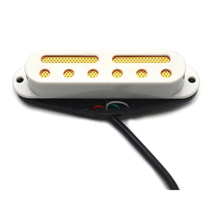 RTENTE-For ST-Single Coil Pickup Size 6 Hole+ 2 Groove Mini Humbucker With Gold And Silver Pad 9K 4C Output Coil Splitting White