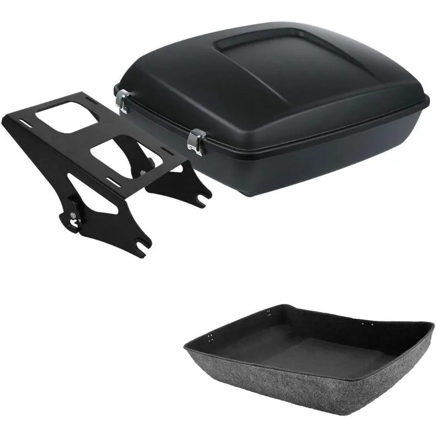 Mattschwarzer gehackter Motorrad-Kofferraumkasten, 2-Up-Montageständer für Harley 20142025 Touring CVO Road King Road Glide Street Glide E