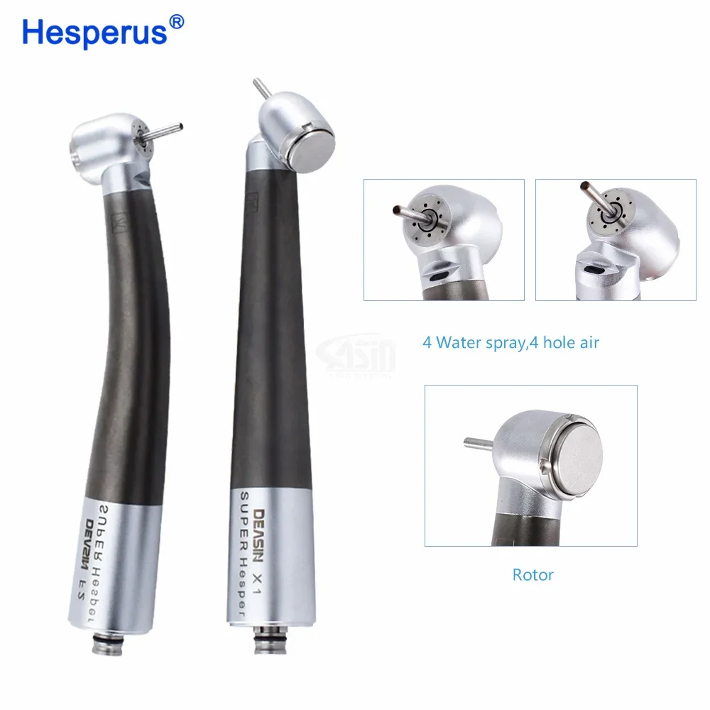 HESPERUS Titanium Den  tal Fiber optic High Speed Handpiece Air Turbine with Ceramic Bearing Torque push button head For N coupl