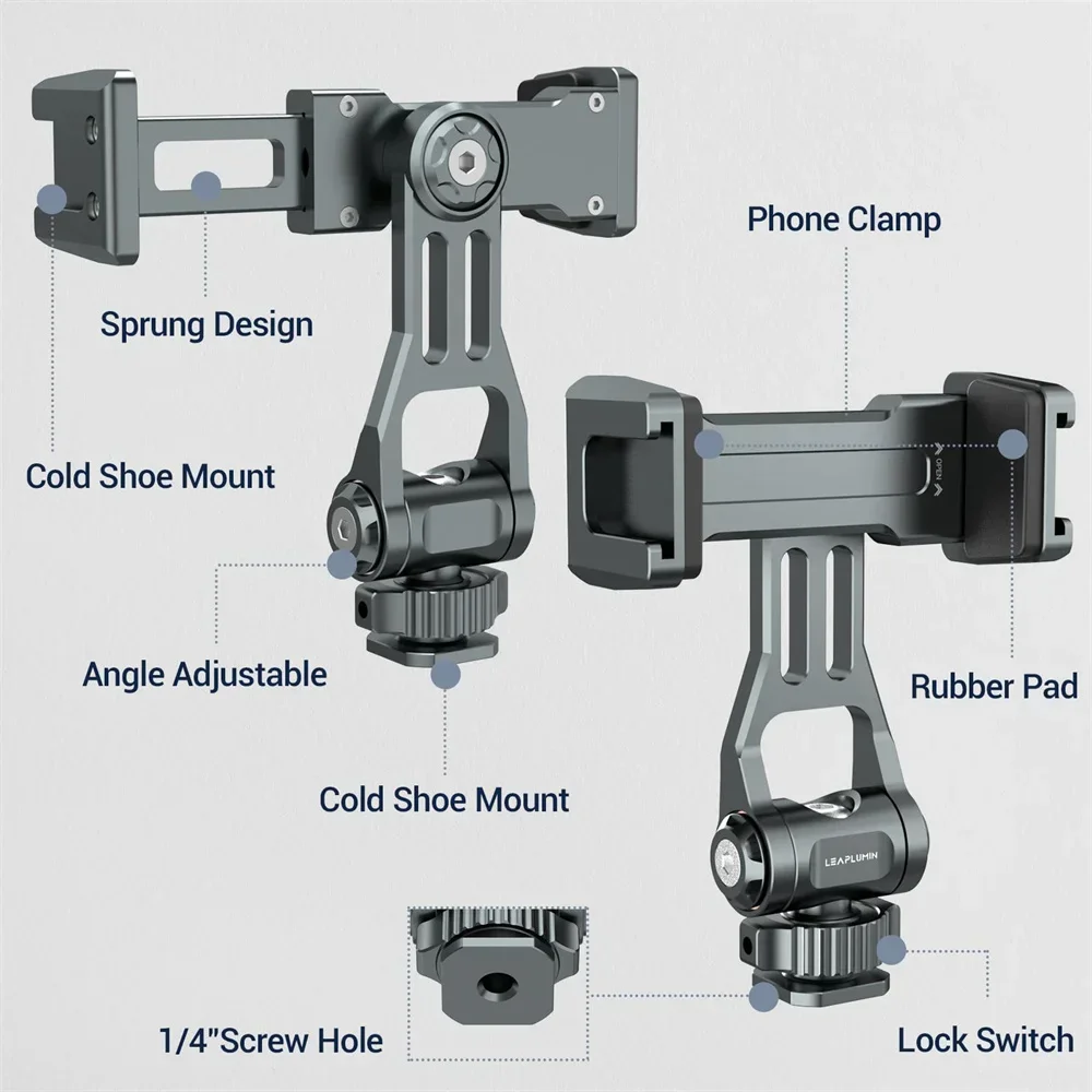 Soporte de Metal para cámara de teléfono, soporte para trípode, adaptador de zapata para Apple iPhone 15 14, Android, teléfono inteligente, cámara DSLR, luces de micrófono