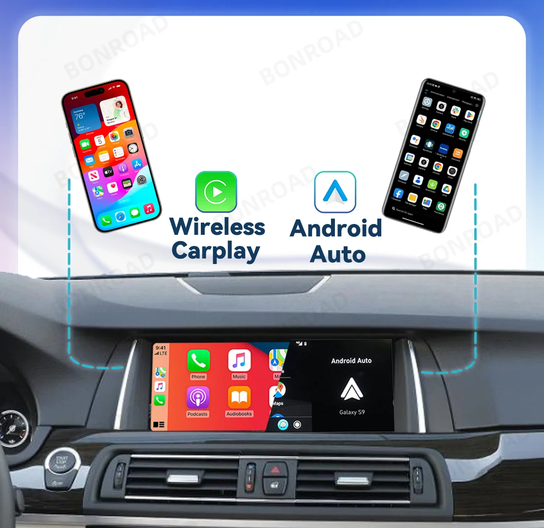 BONROAD 1920*720P 10.25'' Schermo Touch Multimediale Linux con CarPlay Wireless per BMW Serie 5 F10 F11, Radio GPS per Auto, Navigazione, Stereo, Display, Android Auto, Mirrorlink, Airplay, Bluetooth