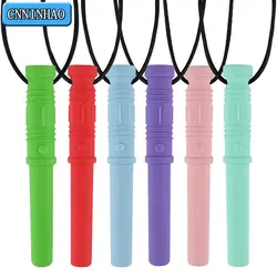 1Pcs Newborn Sensory Chew Necklace Chewy Kids Silicone Biting Teethers Toy Silicone Teether for Children With Autism Accessories