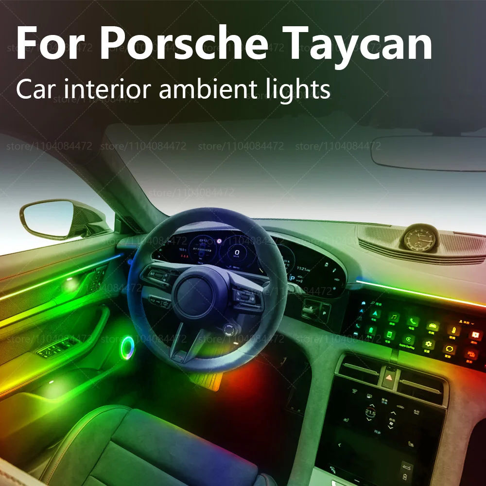 

For Porsche Taycan 22in1 RGB Car Interior Acrylic Car Ambient Lights RGB Hidden Acrylic Strip Decoration Atmosphere Accessories