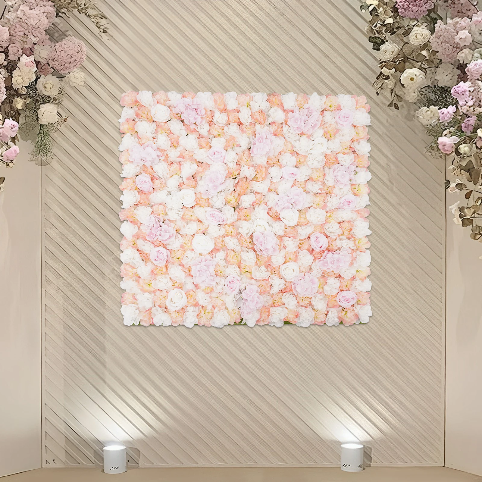 Artificial Flower Wall Panels 1*1m Flowers Wall Backdrop Silk Rose Flower Panels W/Straps for Wedding Photography Event Party Wall Decorations,Pink