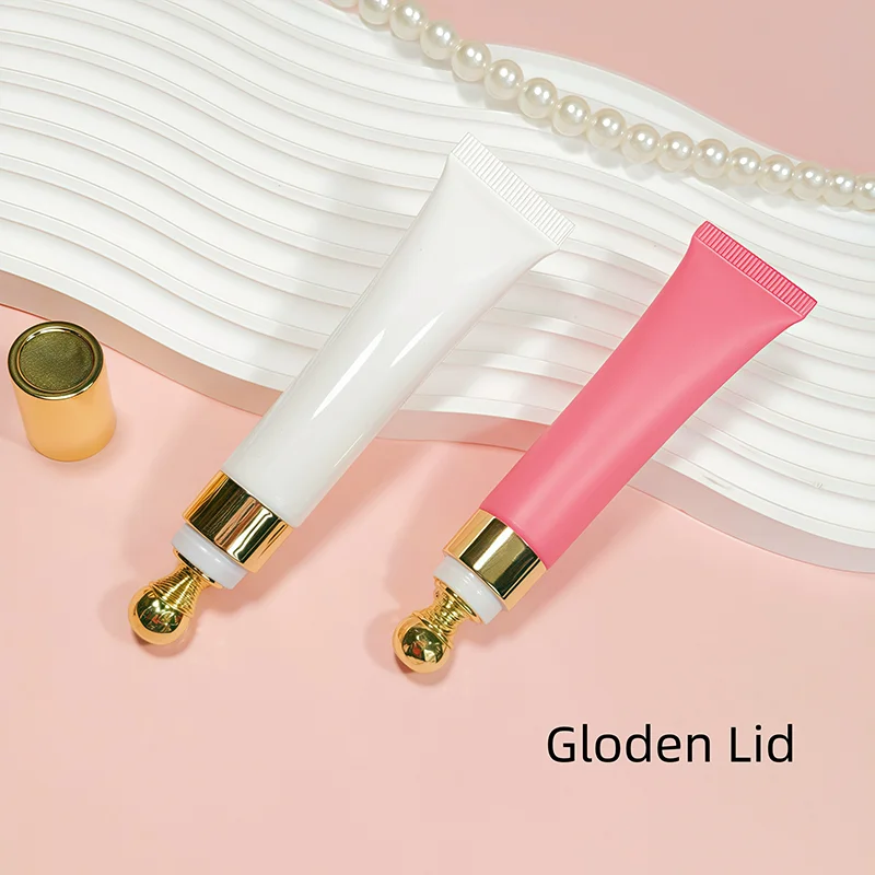 

10pcs 15ml Rose Red White Diamond Zinc Alloy Massage Cap Tube Shiny Comfortable Cool for Dispensing Lip Glaze Lip Oil Eye Cream