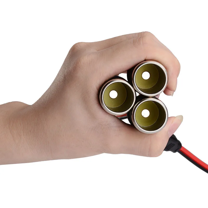 1 to 3 Car Cigarette Lighter 3 Way Socket Splitter 12v 24v Power Charger Adapter Female Socket Plug Extension Cord Cable