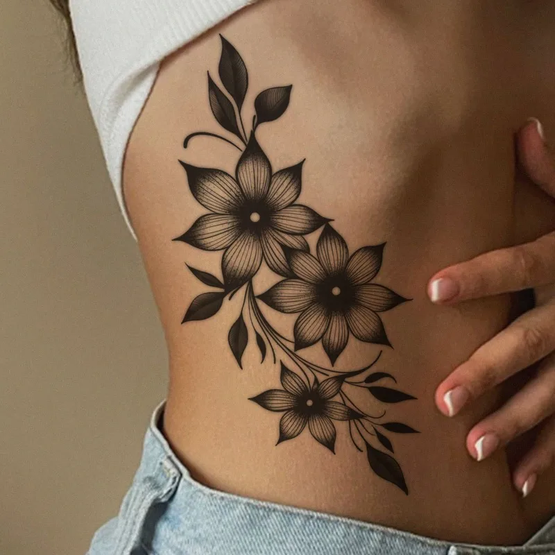 Gradient Matte Five Petal Flower Hanging Branch Tattoo Sticker Cool High End Slimming Disposable Sticker Accessories Wholesale