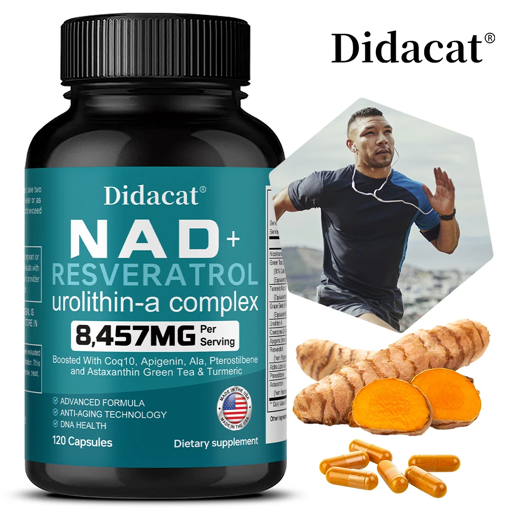 

NAD Supplement 8457 mg for Women & Men - with Urolithin A, Resveratrol, CoQ10 – Energy Anti-Aging,Cell Regeneration